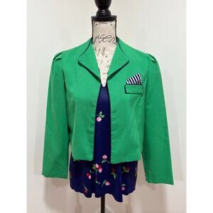 Vintage Green Blazer w/ Blue Cherry Top Size Medium